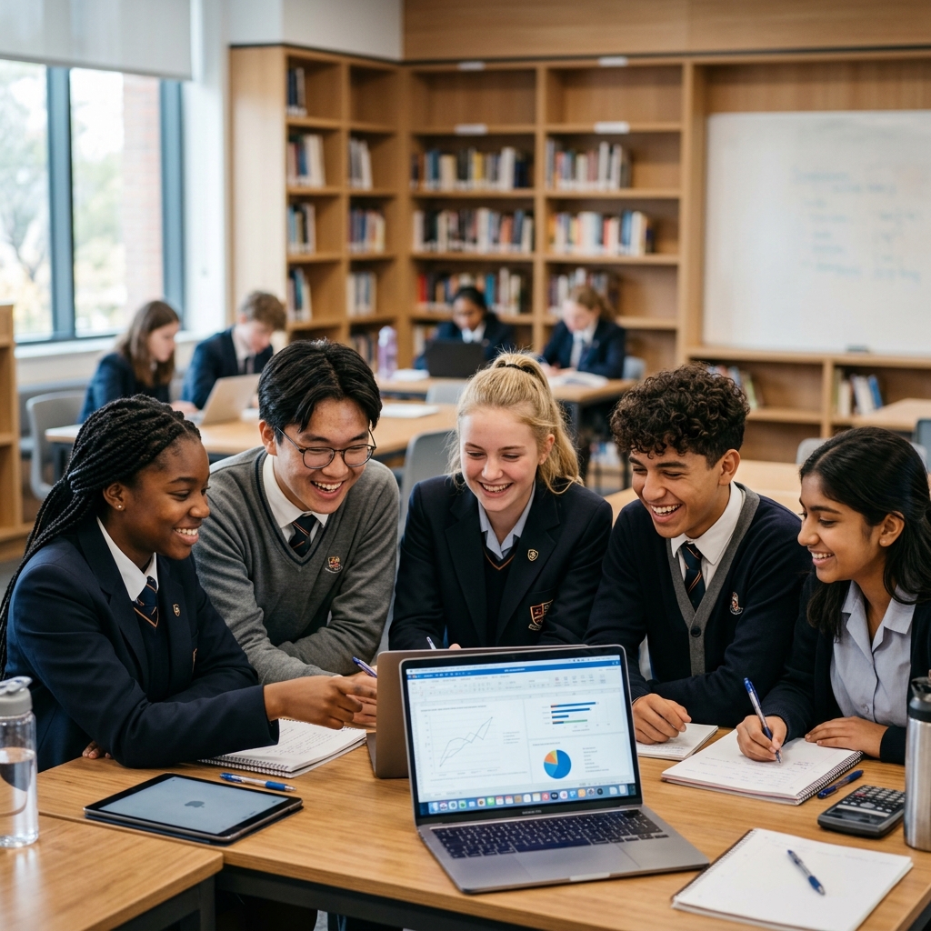Students learning in a classroom